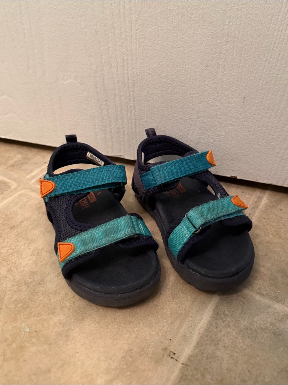 Kids Teal and Navy Playtime Hook-and-Loop Sandals